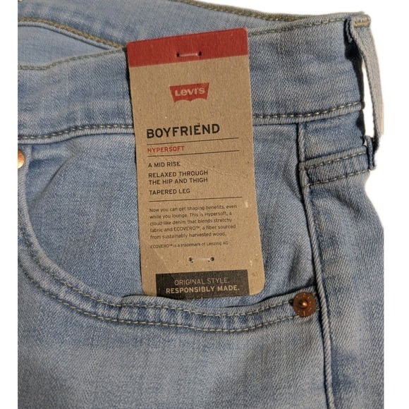 Levi's Women's Boyfriend Hypersoft Mid Rise Tapered Jeans Light Wash 32x27 Nwt - Picture 5 of 11